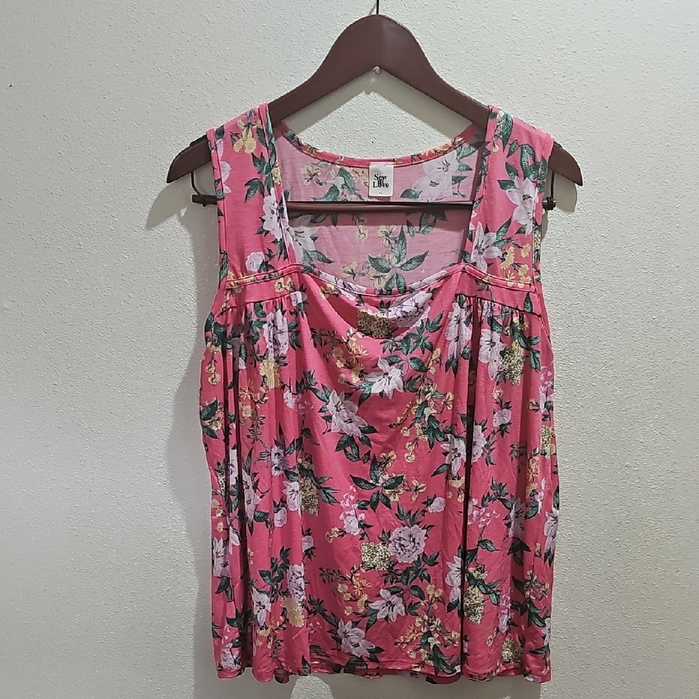 Sew In Love Pink Floral Tank Top